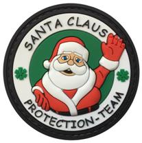 Santa Claus Protection Team Morale Patch Xmas front view – 2.36″ round full colour Father Christmas 3D PVC patch