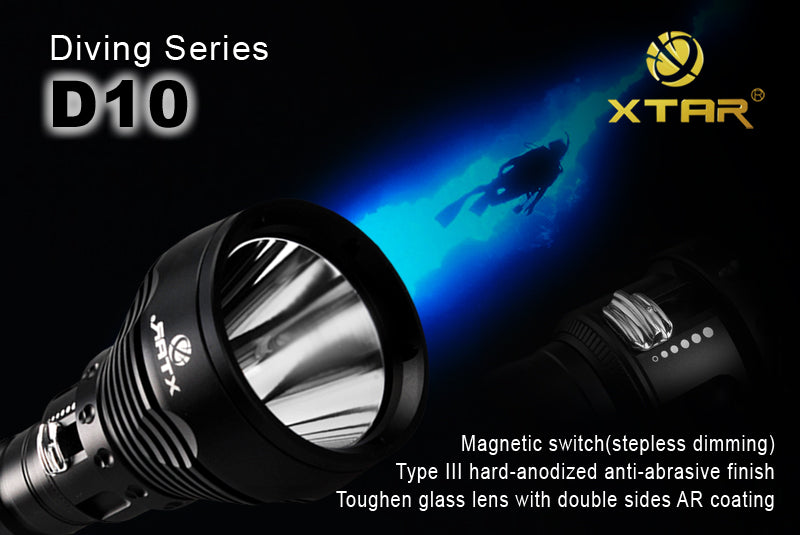 XTAR Diving Series D10 CREE XM-L U2 LED 800 Lumen 100m Dive Flashlight