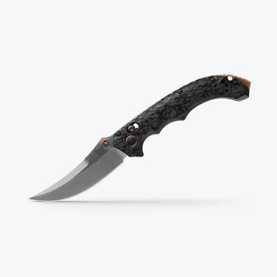 Benchmade Mini Bedlam 865-02 AXIS Lock Folding Knife 3.45" Stonewash CPM-S90V Marbled Carbon Fiber Handles