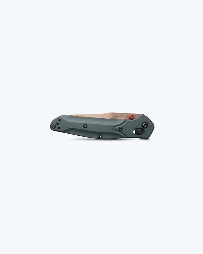 Benchmade Osborne 940FE-2601 open position showing S90V reverse tanto blade