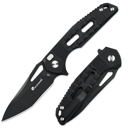 HX Outdoors Rock Onyx ZD-104B-S front view – 2.87" D2 tanto folding knife