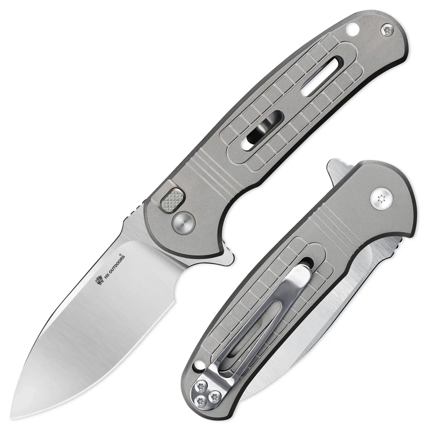 HX Outdoors Rock Sapphire ZD-119S front view – 2.4" 14C28N titanium pocket knife