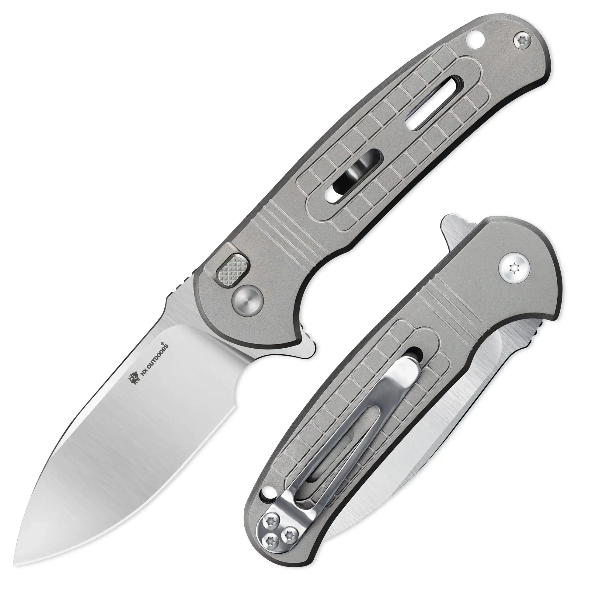 HX Outdoors Rock Sapphire ZD-119S front view – 2.4" 14C28N titanium pocket knife