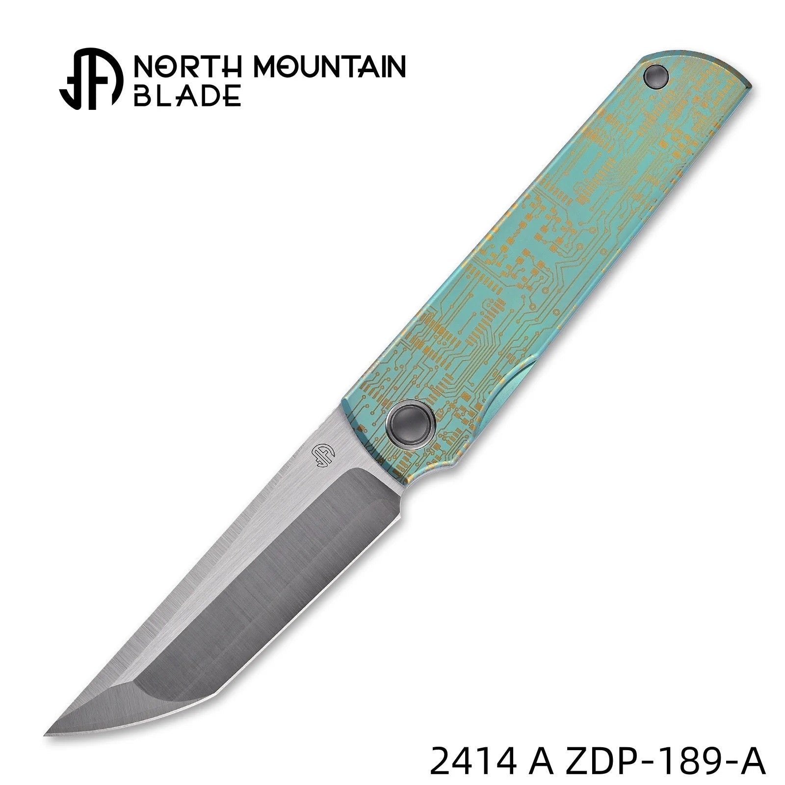 North Mountain Blade 2414-A-ZDP189-A zen tanto circuit anodized titanium handle