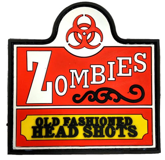 Zombies Old Fashioned Head Shots Morale Patch ZOMBIES front view – 2.68″ retro sign board 3D PVC patch
