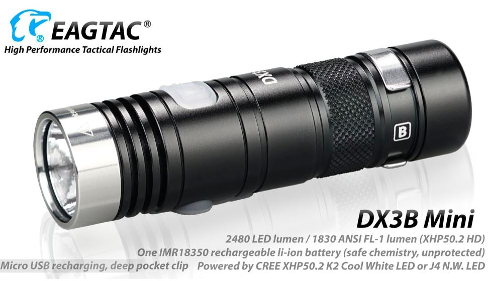 EagleTac DX3B Mini XHP 50.2 J4 LEDs 2310 Lumen Micro-USB Rechargeable - NW