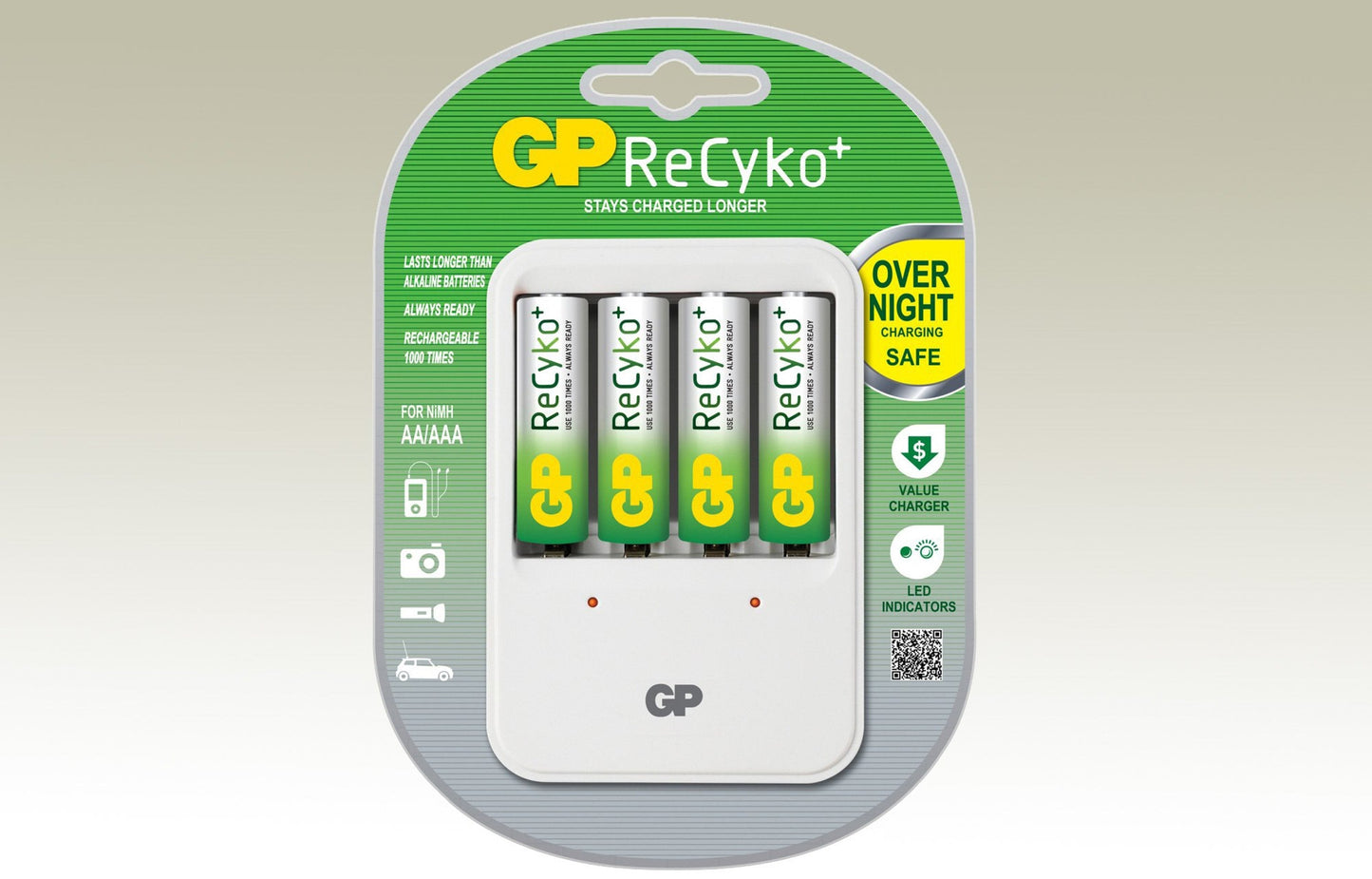 Prometheus GP ReCyko 120v Wall Charger + 4 AA Battery Bundle
