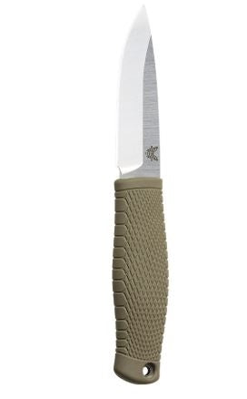 Benchmade 200 Puukko fixed blade knife with 3.75 inch CPM-3V satin drop point blade and Ranger Green Santoprene handle