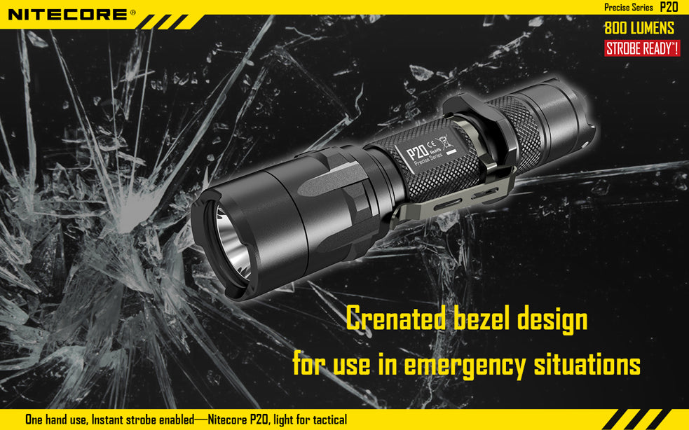 Nitecore P20 1 x 18650 / 2 (R)CR123A CREE XM-L2 T6 800 Lumen LED Flashlight