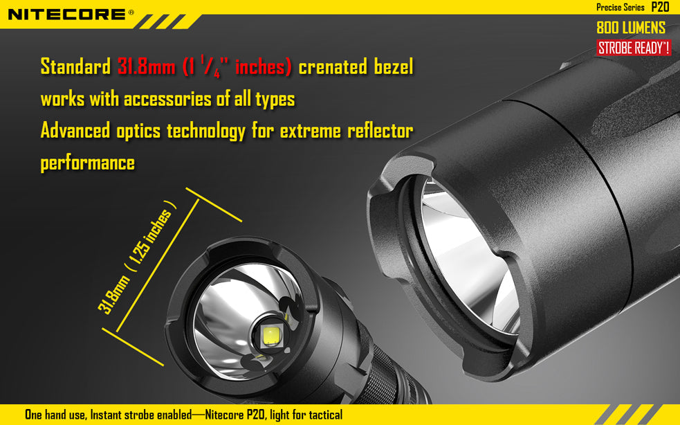 Nitecore P20 1 x 18650 / 2 (R)CR123A CREE XM-L2 T6 800 Lumen LED Flashlight