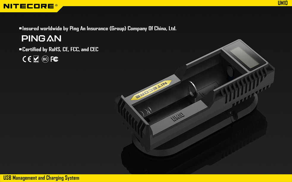 Nitecore UM10 Single Bay Battery Charger with LCD Display