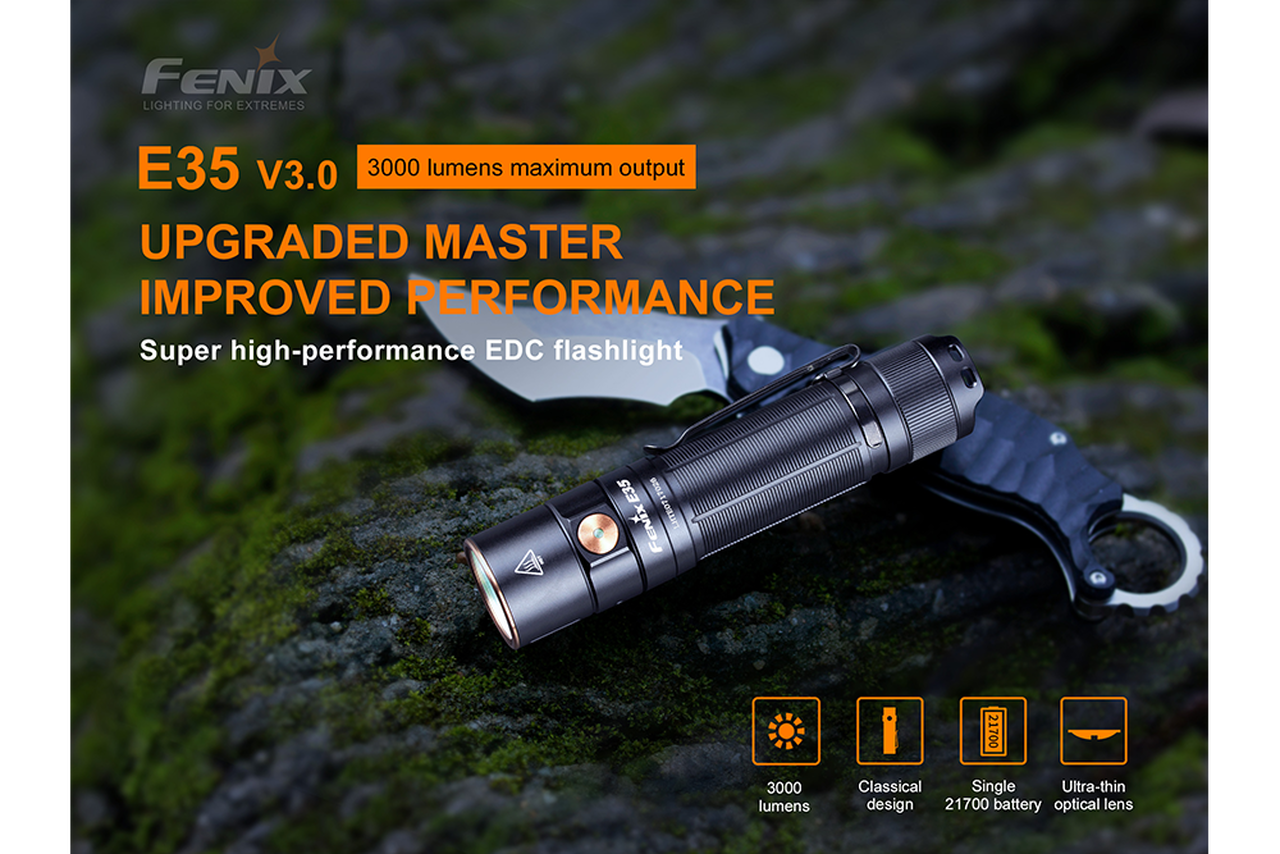 Fenix E35 V3.0 EDC Flashlight USB-C Rechargeable 3000 Lumens