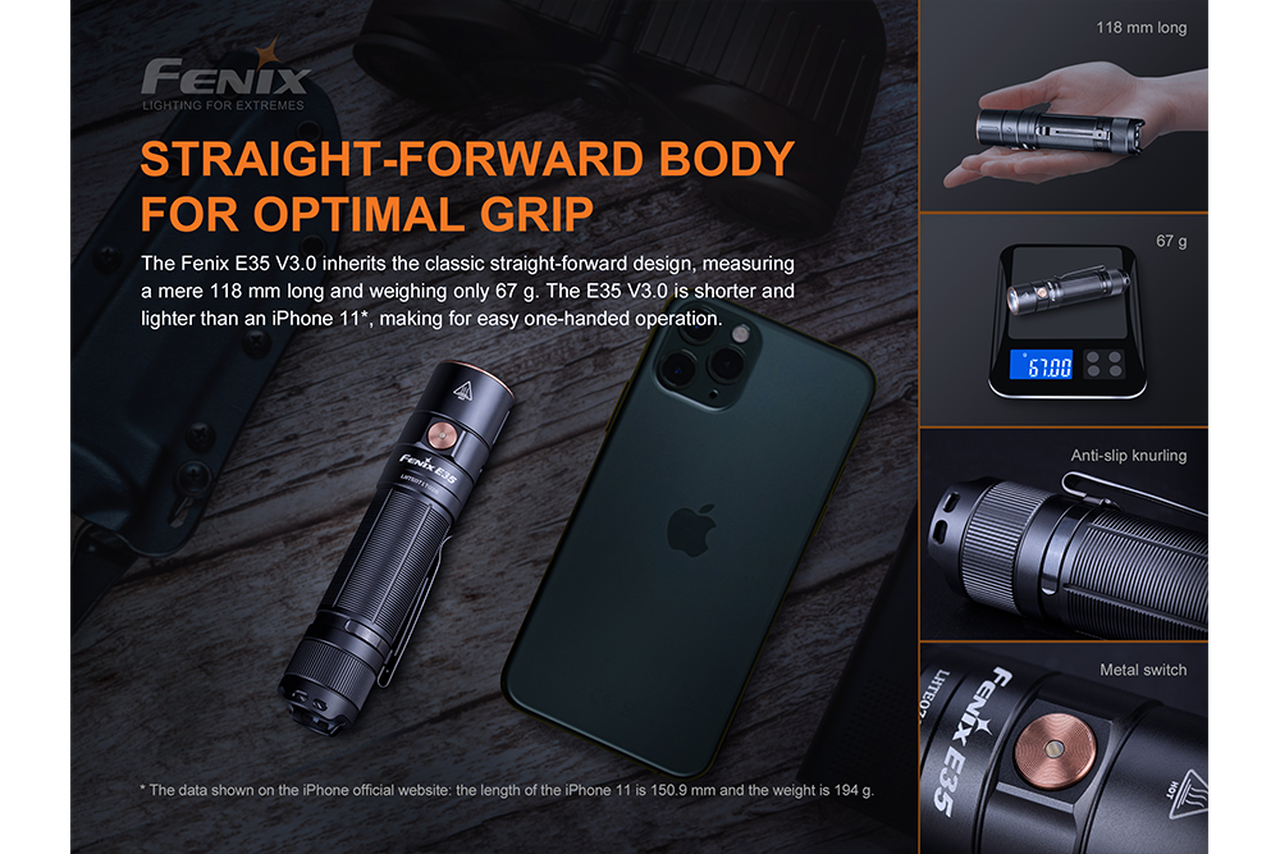 Fenix E35 V3.0 EDC Flashlight USB-C Rechargeable 3000 Lumens