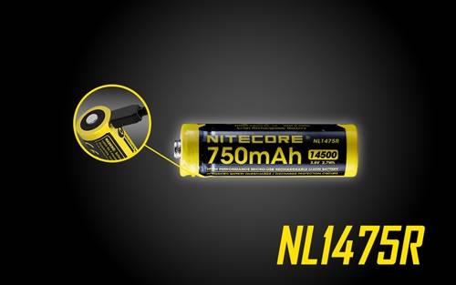 NITECORE NL1475R 750mAh USB Rechargeable 14500 Battery