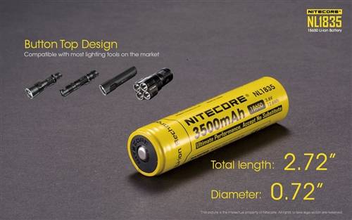 Nitecore NL1835 High Capacity 3500MAH Rechargeable 18650 Battery