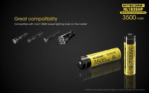 Nitecore 1835HP 3500MAH High Performance Li-Ion 18650 Battery