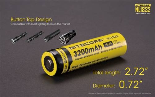 NItecore NL1832 (NL188) 3200MAH 18650 Rechargeable Battery