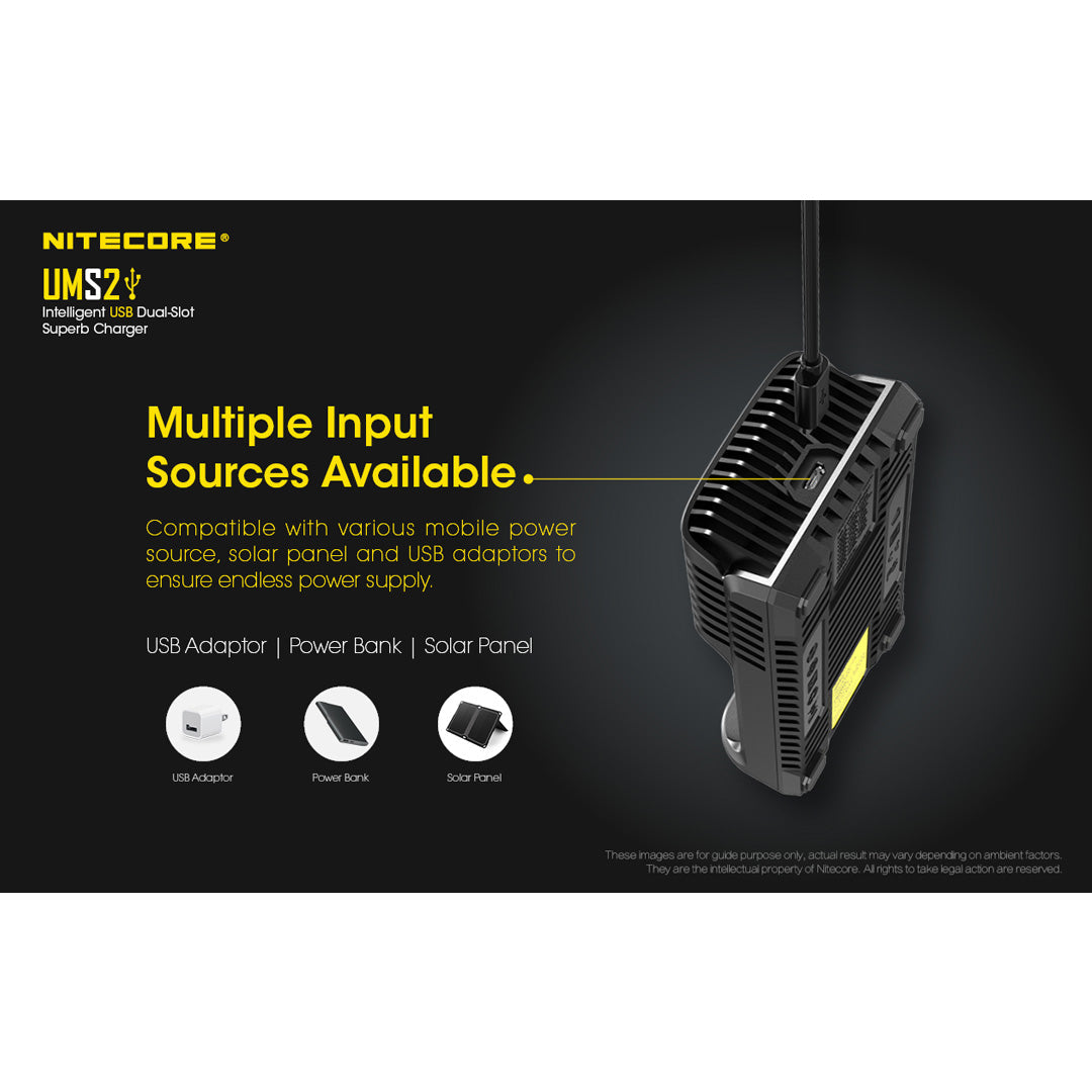 Nitecore UMS2 2-Slot Fast Charging Battery Charger