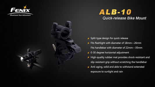 Fenix ALB-10 Quick Release Bike Mount FOR PD12, LD22, LD12, E35, E25, UC40, TK22, TK15