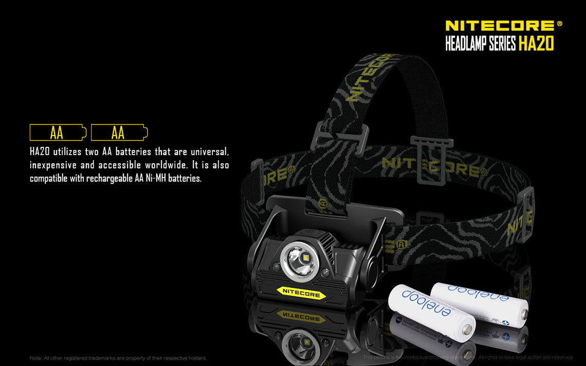 Nitecore HA20 2x AA 300 Lumens CREE XP-G2 LED Headlamp