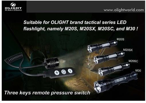 Olight Tactical 3 Keys Curled Remote Pressure Switch for M20S M20SX M20SC M30 with Brightness Adjustment