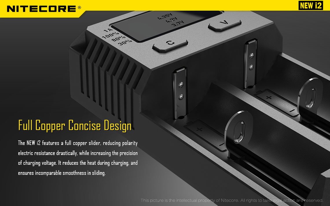 Nitecore Intellicharge i2 Dual Bay Lithium Ion/NiMh/NiCd Battery Charger