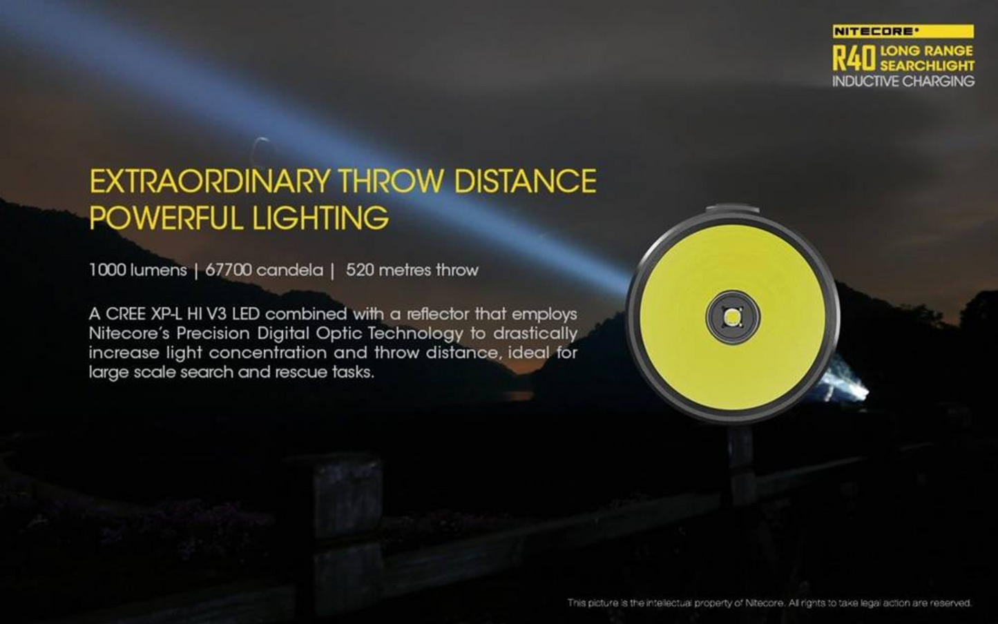 Nitecore R40 1000 Lumen 1 x 26650 CREE XP-L HI V3 LED Flashlight