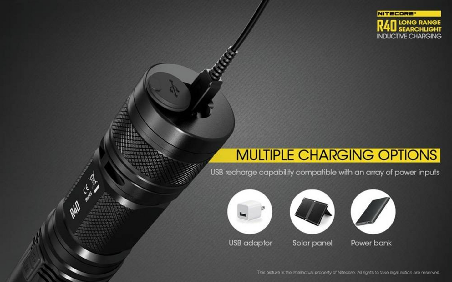 Nitecore R40 1000 Lumen 1 x 26650 CREE XP-L HI V3 LED Flashlight